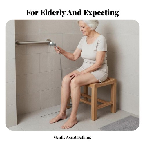 Curved wooden bath stool - curved,
