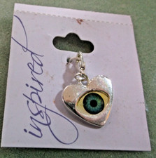 Viva Beads Inspired Evil Eye Charm In Silvertone & Enamel ~ NOS