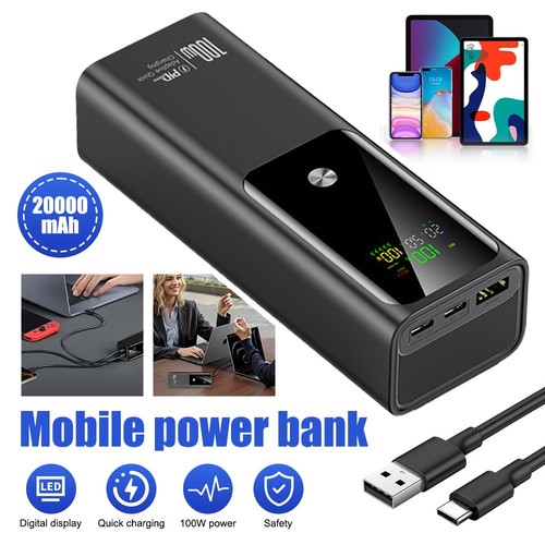 Power 20000mah bank 100w usb - 20000mah,