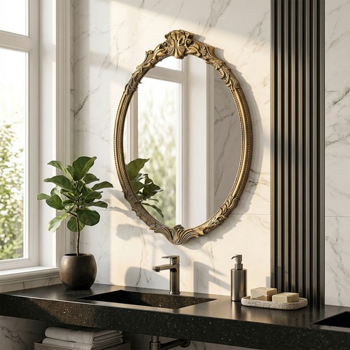 Antique gold oval decorative - gold,