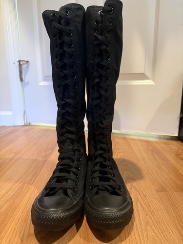 Converse knee high black shoes - black,