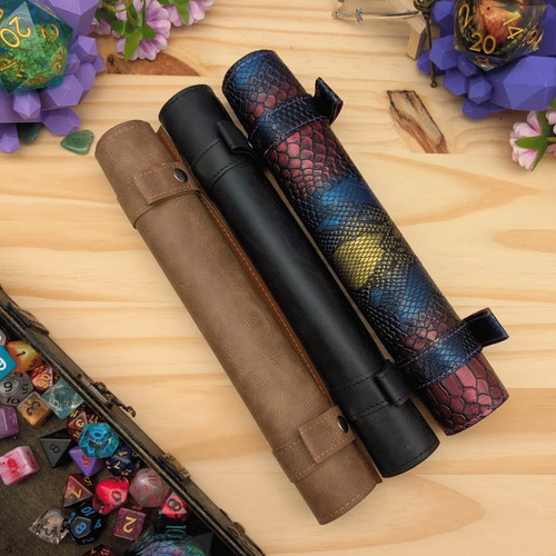 Leather scroll dice - leather,