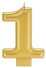 96X Amscan Metallic Gold Numeral #1 Birthday Candle 8 Packs of 12 Free Shipping