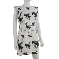 Emily and Fin Dress Summer White Cowboy Horse Print Western 100% Cottom UK 10