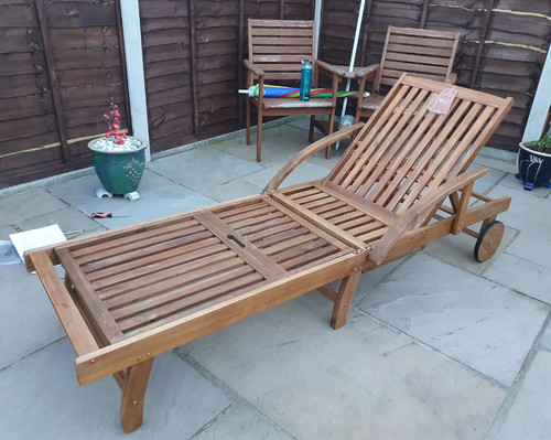 Wooden sun lounger - solid, wood