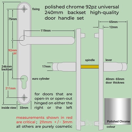 Chrome upvc door handle - door, 92pz