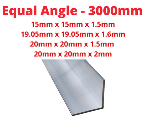 Aluminium equal angle 15mm - 15mm, x