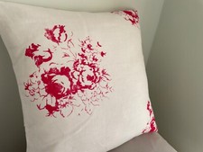 Cabbages and Roses  Cushion Cover  Hatley  Cerise Linen Fabric Plain Back