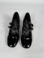 New Look Comfort Black Patent Mary Jane Block Heel Shoes Size UK 4 EU 37 Vegan 