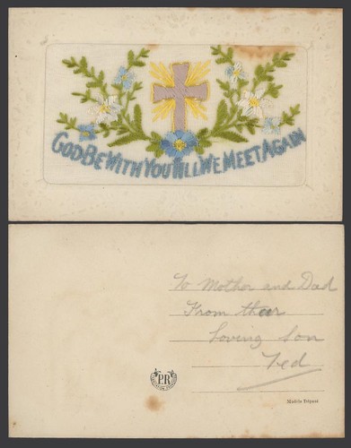 Ww1 silk embroidered old - silk,