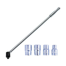 1/2" DR KNUCKLE FLEXI BREAKER BAR 24" LONG + 4PC SOCKET SET CHROME VANADIUM