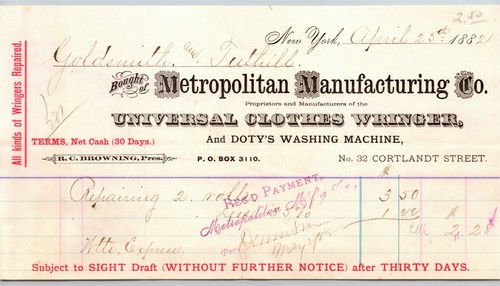1882 letterhead - ny,, ny