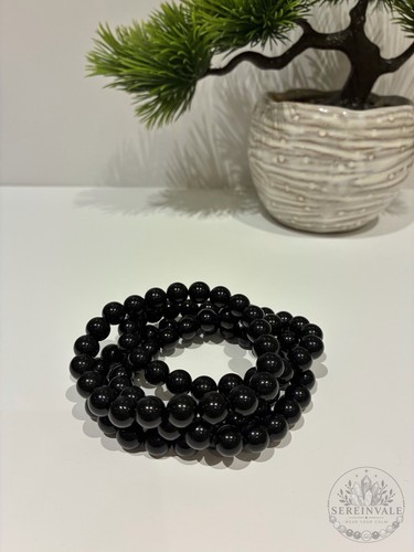 Natural black obsidian - black,