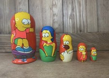 The Simpsons Russian Nesting Dolls Hand Painted Wood Bart Homer 5 Piece Set