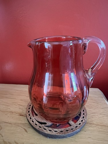 Vintage cranberry glass jug - cranberry,