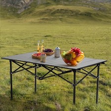 Folding Camping Table Portable Picnic Carbon Steel Hard Surface with Carry Bag