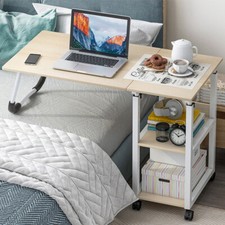 Over Bed Table W/Shelf Aid Hospital Chair Height Adjustable Laptop Tray Trolley