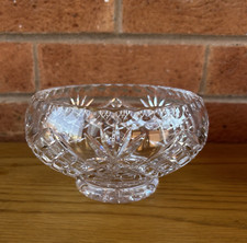 Glass Rose Bowl Hand Facet Cut Crystal Starburst and Geometric Design Crystal