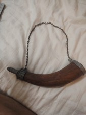 Wood And Pewter Powder Horn