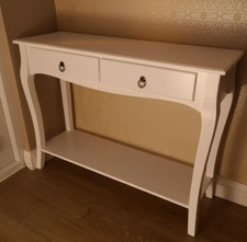 French Console Table Hallway 2 Drawer Storage Shelf Shabby Chic Style Furniture