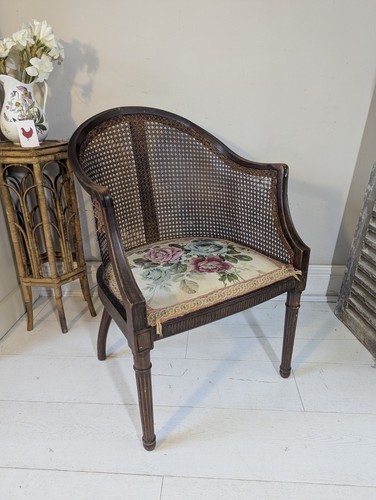 Bergere cane armchair curved - bergere,