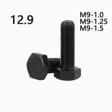 M9 Black 12.9 Steel Hexagon Head Bolts Screws DIN933 Pitch 1.0 / 1.25 / 1.5