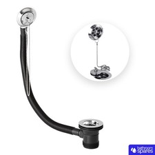 CHROME BATH WASTE OVERFLOW WITH BRASS PARK TYPE RETAINER PLUG & CHAIN