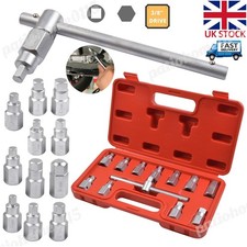 12pcs Oil Drain Sump Plug Key Socket Set Gearbox & Axel Removal Wrench Tool Kit