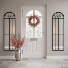 Arch Window Style Mirror Garden Wall Mirror Metal Arch Hallway Indoor/Outdoor