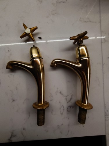 Antique solid brass bib - solid, taps