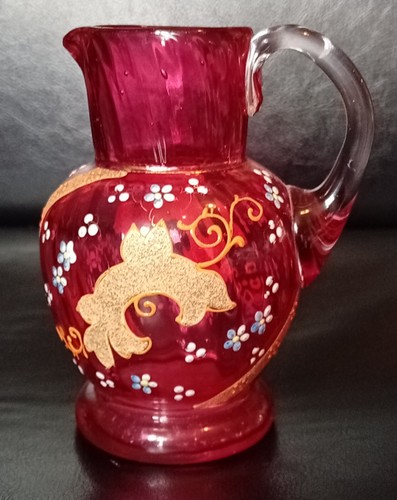 Victorian cranberry glass jug - victorian,