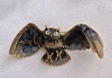 Flying Owl Brooch Vintage