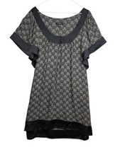 Ted Baker Silk Patterned Tunic Dress  Black Grey Flutter Sleeve Size 4