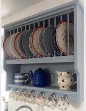 Wall Mounted Pine Plate Rack -