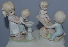 Vintage Porcelain Homco Boy Girl Water Fountain Lot Figure 