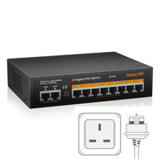 10-Port Gigabit Switch with 8-Poe and 2-RJ45 for Uplink Unmanaged Plug and Play