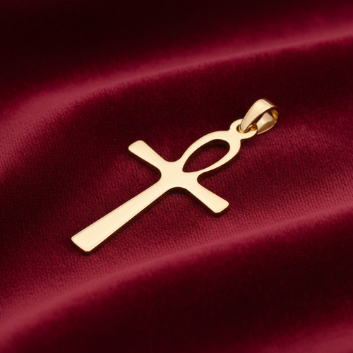 18ct gold ankh cross pendant - ankh,