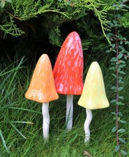 Garden Ornaments Ceramic Toadstools fairy garden Tinkling  Mushrooms  PS1014