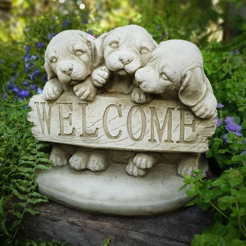 Stone garden ornament welcome - garden,