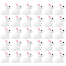  60 Pcs Rabbit Ornaments Mini Resin Animals Figures Bunny Miniature