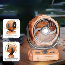 Portable Camping Fan with LED Lantern USB Rechargeable Battery Powered Tent Fan
