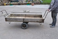 old wooden trolley vintage flatbed market barrow trolley luggage plant trolley