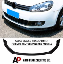 VW Golf MK6 TSI TDI Gloss Black Front Splitter Spoiler Lip Body Kit 08-2013