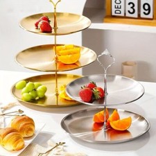 Cake Stand 2/3 Tier Fruit Plate Stainless Steel Stand Wedding Party Decoration