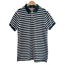 Schoffel Polo Shirt Size XL Tailored Fit Green White Striped St Ives Cotton