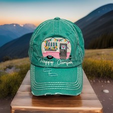 Happy Camper Teardrop Trailer Micro Camp Tiny Travel Trailers Baseball Cap