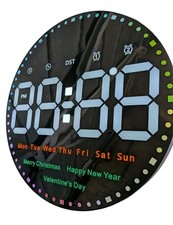 Sukeen 10" LED Round Wall Clock Large Display Remote Two Alarms Temp Countdown