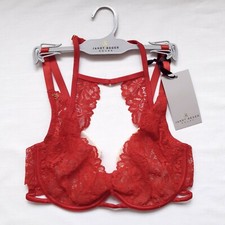 BNWT Janet Reger Red Plunge Bra 34D High Neck Luxury Gift