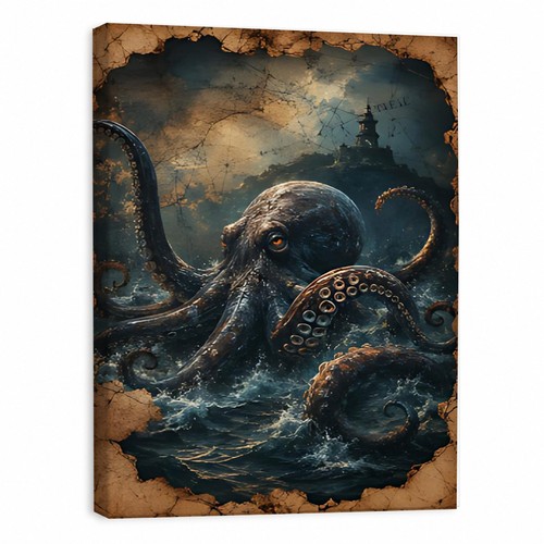 Kraken octopus canvas - octopus,