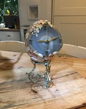 Hand crafted real Ostrich egg, vintage craft turned into geo stone working clock